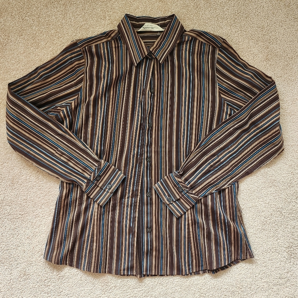 Free💗 Vintage Eddie Bauer Wrinkle Resistant Stretch button down stripe s…